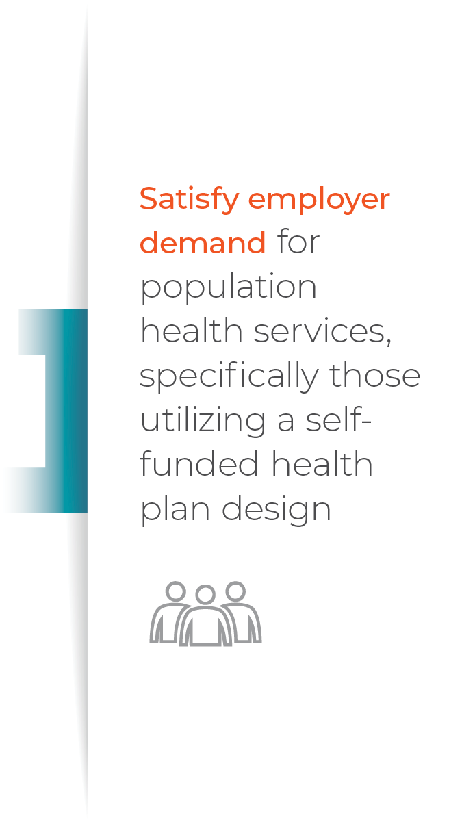 Satisfy employer demand for population health services, specifically those utilizing a self-funded health plan design